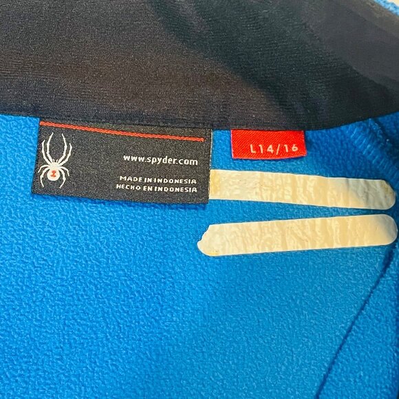 Spyder Youth Full-Zip Blue Jacket L 14/16 Black Panels Polyester W Neon Yellow - Picture 6 of 10